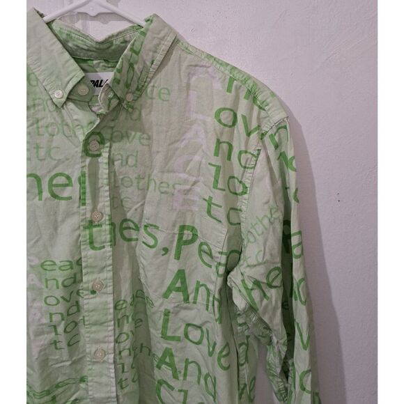 Palace Skateboards Men's Medium Sage Green Graphic Casual Button Down Shirt - Picture 3 of 8